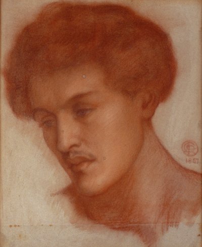 アウグストゥスハウエル、1867年（紙に赤いチョーク） 作： Dante Gabriel Charles Rossetti