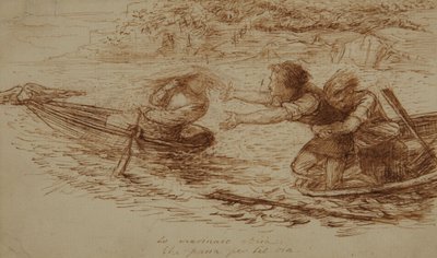 ボートマンとセイレーン 1853年頃 （紙にペン・インク） 作： Dante Gabriel Charles Rossetti