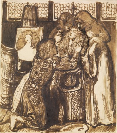 ボニファジオの愛人 - 構図研究 作： Dante Gabriel Charles Rossetti