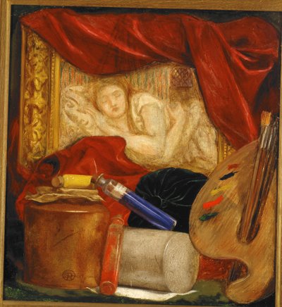ボトル（パネルに搭載されたオイルオンボード） 作： Dante Gabriel Charles Rossetti