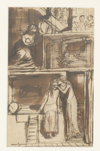 フェアアニー-バラードのイラスト、1854年頃（紙にインク） 作： Dante Gabriel Charles Rossetti