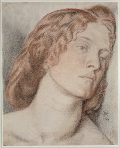 ファニー・コーンフォース、「フェアロザムンド」のための研究、1861年（紙に色チョーク） 作： Dante Gabriel Charles Rossetti