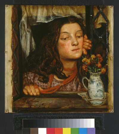 格子の少女、1862 作： Dante Gabriel Charles Rossetti