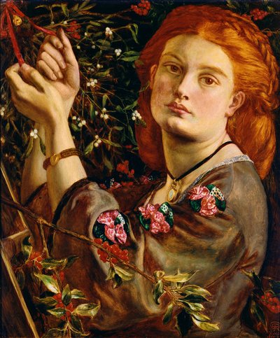 ヤドリギを吊るす、1860（パネル） 作： Dante Gabriel Charles Rossetti