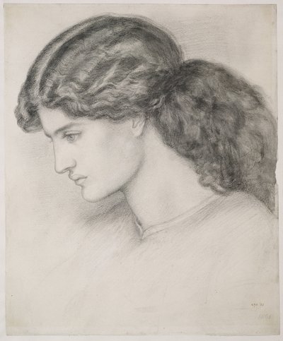 女性の頭、1861 作： Dante Gabriel Charles Rossetti