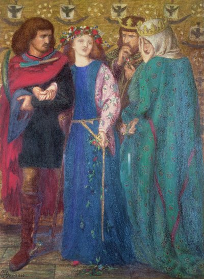 オフィーリアの狂気を発見するホレイショ 作： Dante Gabriel Charles Rossetti