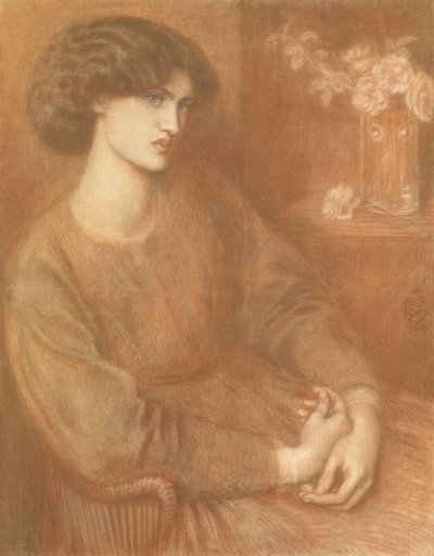 ジェーンモリス、1868年（色のチョーク） 作： Dante Gabriel Charles Rossetti