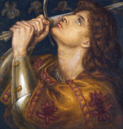 救済の剣を抱くジョーン・オブ・アーク（1412-1431） - ジョーン・オブ・アーク by Rossetti, Dante Gabriel (1828-1882) 作： Dante Gabriel Charles Rossetti