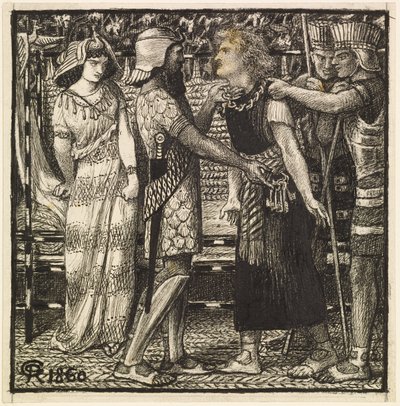 ジョセフはポティファルの前に非難した（完成した作曲） 作： Dante Gabriel Charles Rossetti