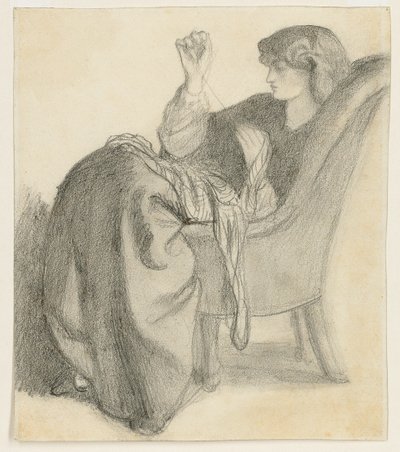 ラケシス：椅子の縫製に座ったジェーンモリスの研究、1860年代 作： Dante Gabriel Charles Rossetti