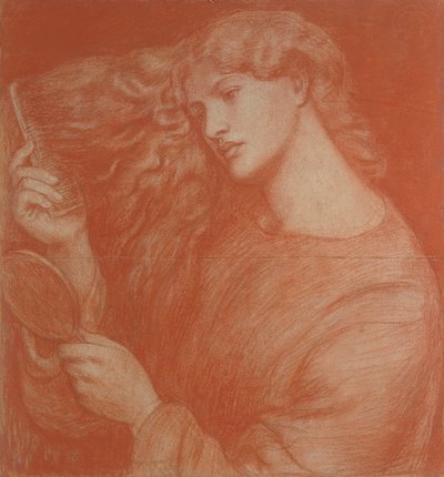 レディーリリス（紙に赤いチョーク） 作： Dante Gabriel Charles Rossetti