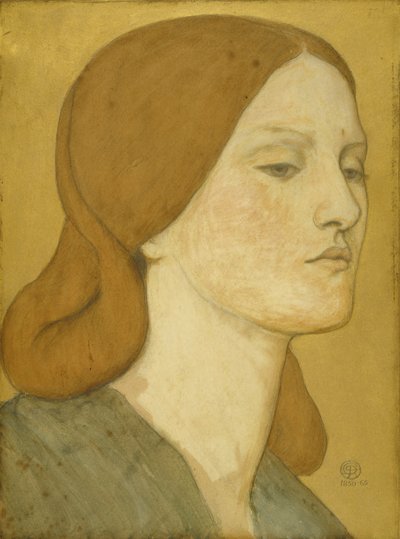 No.1575緑のドレスを着た少女の頭（エリザベス・シドダル）、1850-65 作： Dante Gabriel Charles Rossetti
