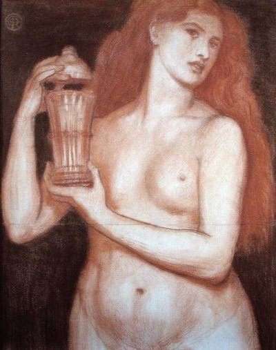 パンドラ（紙に描いたチョーク） 作： Dante Gabriel Charles Rossetti