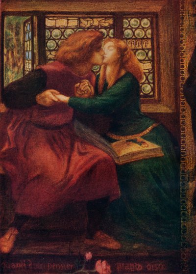 パオロとフランチェスカダリミニの詳細、1855 作： Dante Gabriel Charles Rossetti