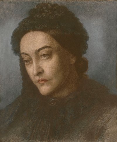 クリスティーナロセッティの肖像、頭と肩、4分の3を左に向け、1877年 作： Dante Gabriel Charles Rossetti