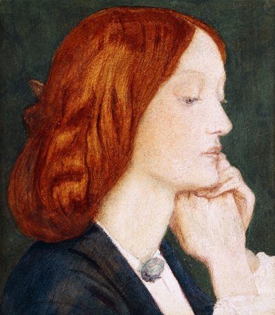 エリザベス・シドダルの肖像、右側のプロフィール、 作： Dante Gabriel Charles Rossetti