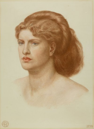 ファニー・コーンフォースの肖像、頭と肩、1874 作： Dante Gabriel Charles Rossetti