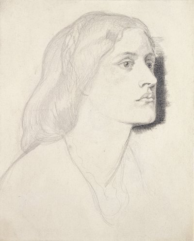 ミス・ルース・ハーバートの肖像、おそらく1858年（ペンと白い紙に黒インクのグラファイト） 作： Dante Gabriel Charles Rossetti
