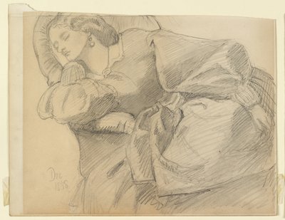 眠っているルース・ハーバート 作： Dante Gabriel Charles Rossetti