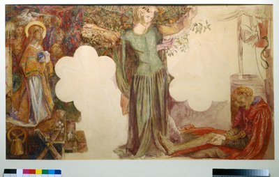 ランスロット卿のビジョン、オックスフォード ユニオンのフレスコ画の研究 作： Dante Gabriel Charles Rossetti