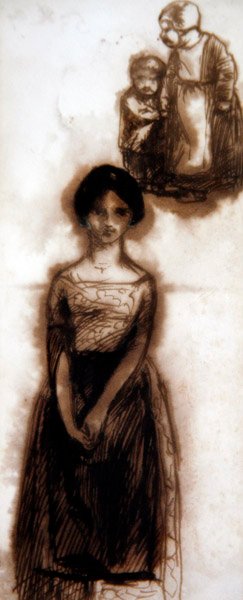 少女の習作」1840年頃（紙にセピアインク） 作： Dante Gabriel Charles Rossetti