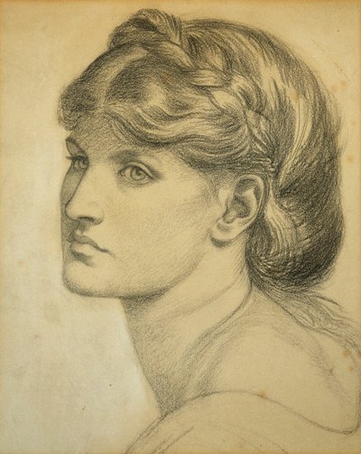「バウアーメドウ」の頭の研究、1872年 作： Dante Gabriel Charles Rossetti