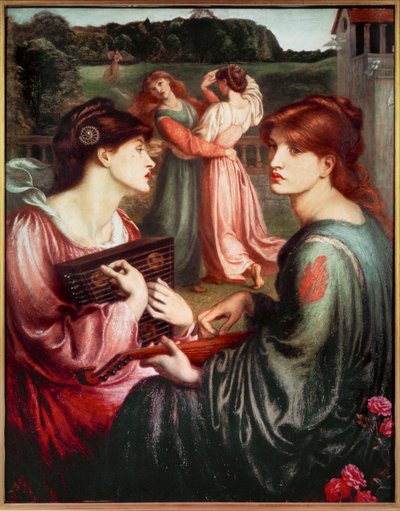 バウワー草原（キャンバスに描かれた絵） 作： Dante Gabriel Charles Rossetti