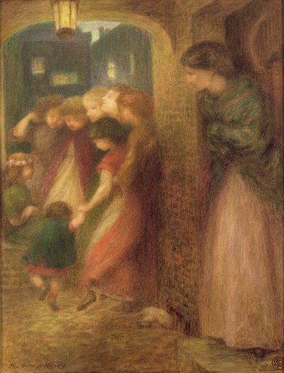 記憶の門、1864年（紙に色付きのチョーク） 作： Dante Gabriel Charles Rossetti