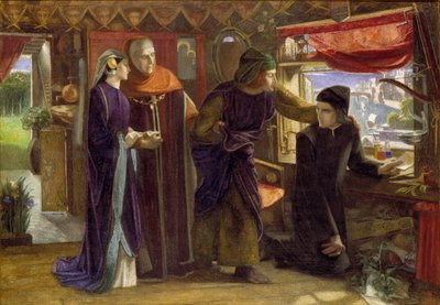ベアトリスの死の記念日に天使を描くダンテ、1853年 作： Dante Gabriel Rossetti
