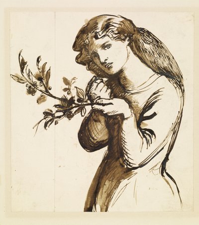 女性 - さくらんぼを食べる女の子の習作 作： Dante Gabriel Rossetti