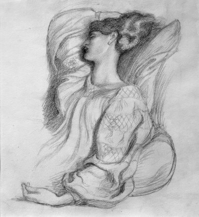 アイスランドのドレスを着たジェーン・モリス 作： Dante Gabriel Charles Rossetti
