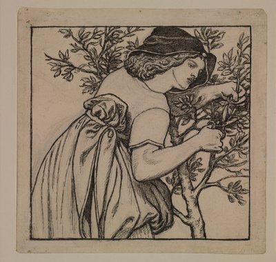 ルネ王の新婚旅行 - ガーデニング - キャビネット用塗装パネルのデザイン 作： Dante Gabriel Rossetti