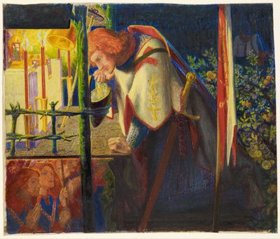 廃墟のチャペルでのガラハッド卿 作： Dante Gabriel Rossetti