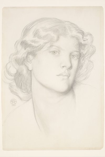 青い東屋 - 女性ヘッド・スタディ 作： Dante Gabriel Rossetti