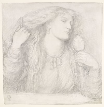髪をとかす女性、ファニー・コーンフォース 作： Dante Gabriel Rossetti