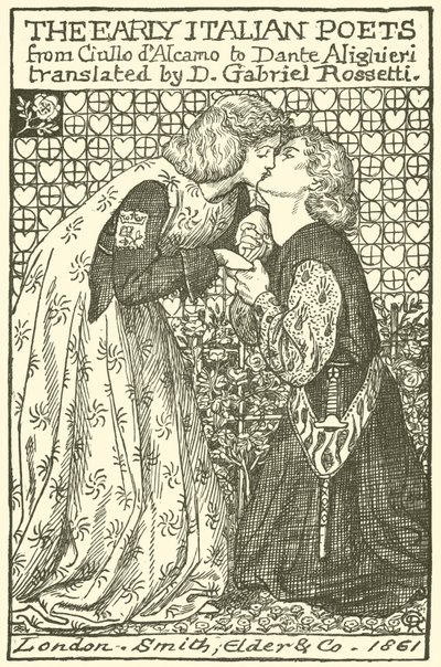 初期のイタリアの詩人、タイトルページのデザイン 作： Dante Gabriel Charles Rossetti