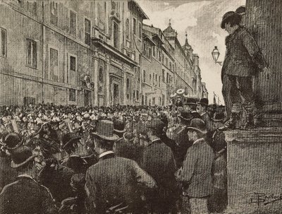 アゴスティーノ・ベルターニ（1812-1886）の葬儀、イタリアの愛国者、政治家、イタリア、ローマ、ダンテ・パオロッチによるデッサン、『L