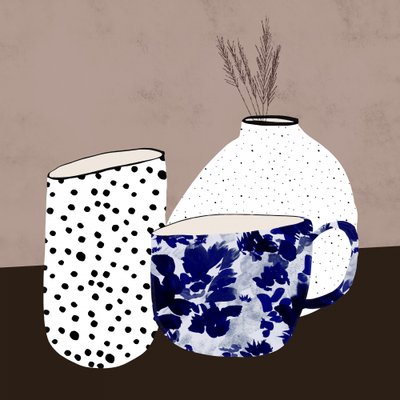 モダンな花瓶とマグカップ 作： Danushka Abeygoda