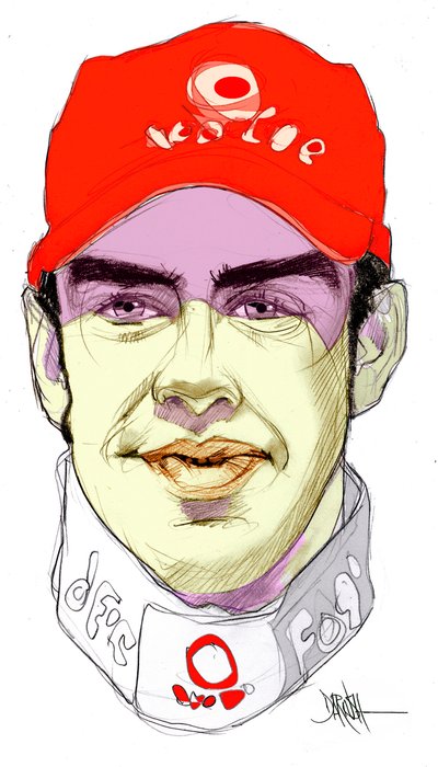 フェルナンド・アロンソ・ディアス（デジタル色鉛筆画） 作： Dariush Radpour