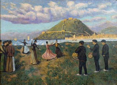 バスクのお祝い（サンセバスティアンのエルアンティグオでのダンス） 作： Darío de Regoyos