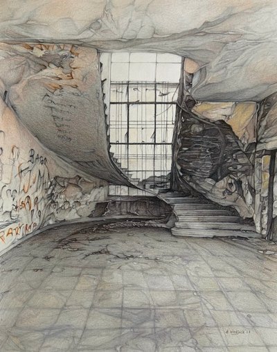 アセンション、2023年（紙に鉛筆） 作： Darrell Windjack