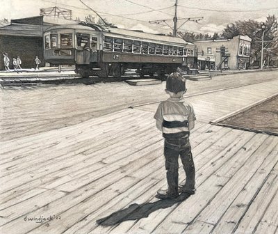 Spellbound At Fort Edmonton, 2022（紙に鉛筆） 作： Darrell Windjack