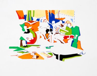 パンの饗宴（風景）、2019年（紙にグワッシュ） 作： ダレン・コフィールド