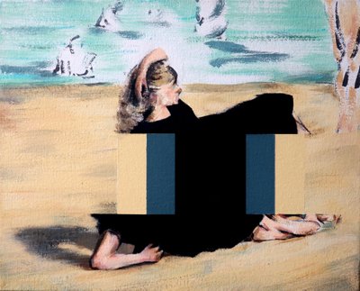 浜辺にて（マネに倣って）、2019年（キャンバスにアクリル画） 作： ダレン・コフィールド