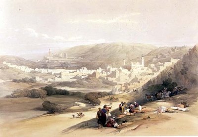 ヘブロン、1839年3月18日、ルイ・ハーゲ（1806-85）が彫刻した「The Holy Land」第2巻のプレート55。1843年（リトグラフ）。 作： David (after) Roberts