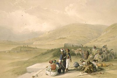 シケムのヤコブの井戸、1839年4月17日、プレート40、「The Holy Land」第1巻より、Louis Haghe (1806-85) が彫刻したもの。1842年（リトグラフ）。 作： David (after) Roberts