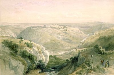 南から見たエルサレム、1839年4月12日、プレート10、「The Holy Land」第1巻より、Louis Haghe (1806-85)の彫刻、パブ。1842年（リトグラフ）。 作： David (after) Roberts