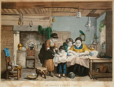 ジョリーが彫った「カットフィンガー」1830～40年頃（彩色済みエングレービング） 作： David (after) Wilkie