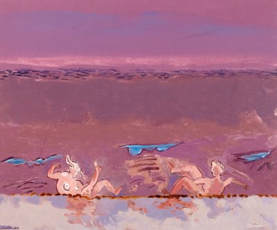 はしゃぐ、1986年頃（ハードボードに油彩） 作： David Alan Redpath Michie