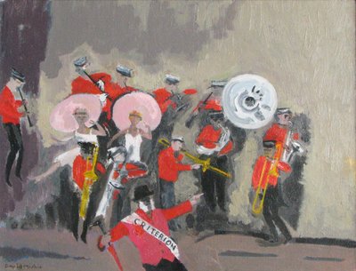 ジャズバンド、2008年（キャンバスに油彩） 作： David Alan Redpath Michie